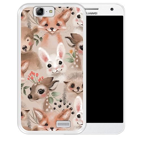 Funda Transparente Compatible con Huawei Ascend G7, Amor Animal, Estilo 3, Funda de Silicona Flexible TPU