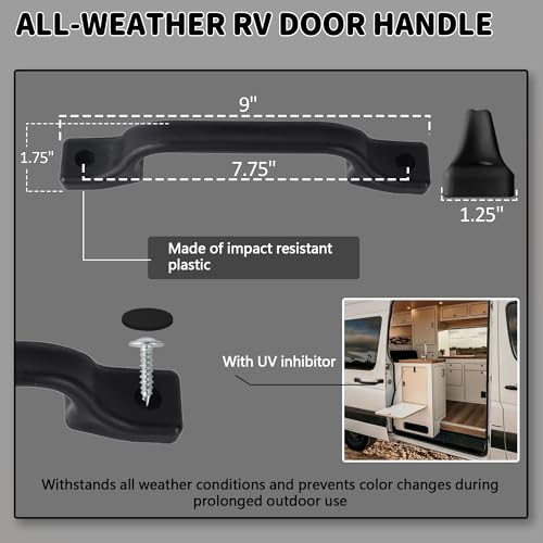 Image of TonGass (3 Pack, Black All Weather Plastic Grab Handle for RV Trailer
