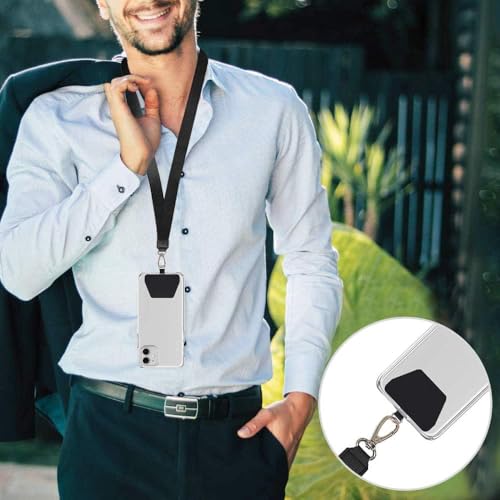 Image of 4 Pcs Phone Tether, Black Phone Charm Holder Phone Wrist Strap Safety Ring for Mobile Anti Theft Phone Lanyard, Secure Phone During Hiking or Trave