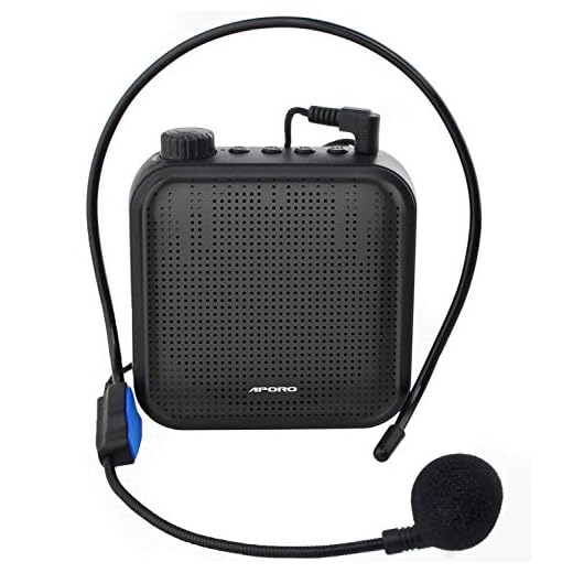 Amplificador de Voz, Sistema de PA Recargable de 12 Vatios (1200 mAh) con Micrófono con Cable para Profesores, Guía Turístico y más (Negro)