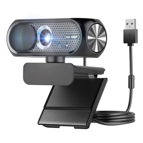 Shcngqio 1080P HD Webcam with Microphone, Noise Cancellation, Privacy Cover,