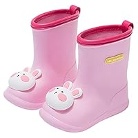 AIEOE Non-Slip Rubber Rainboots for Girls Boys Kids Cartoon Cute Rabbit Water Shoes Children Waterproof Mud Rain Boots for Climbing Hiking Camping School Pink-Bunny 1-2Y