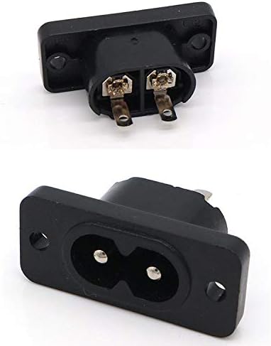 IEC320 C8/2 Pin Male Plug Inlet Socket Connector AC 250V/10A (2 Pcs)