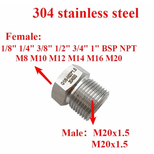 Adaptador de acero inoxidable M12x1 para solucionar incompatibilidad de roscas macho 6