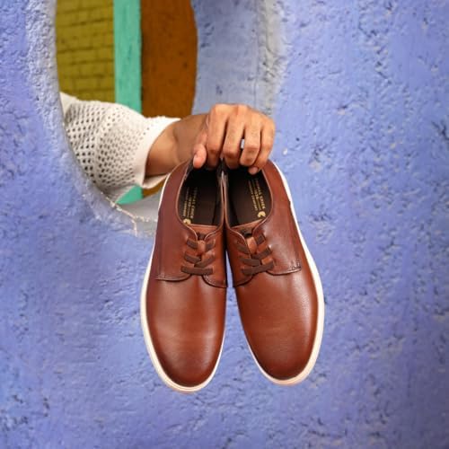 Image of Thomas Crick Luxurious Genuine Leather Sneakers with Dual-Tone Finish and Ortho Footbed