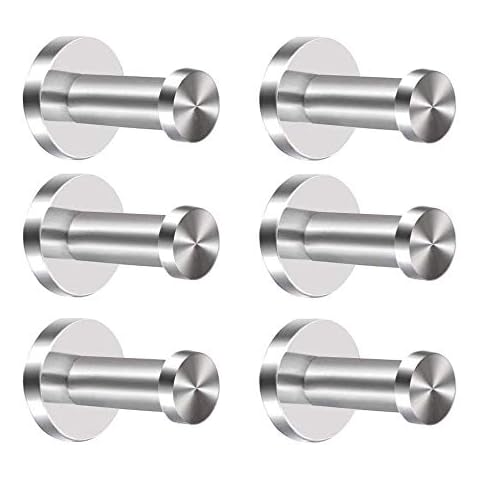 KINDPMA Robe Hook 6pcs 304 Stainless Steel Coat Hooks Wall-Mount Door Hooks Chrome Cylinder Towel Hook Heavy Duty Brushed Nickel Dressing Gown Hooks for Doors Bathroom Lavatory Closets(2inch/5cm) Cover