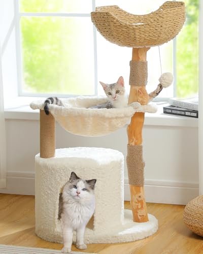 Árbol Moderno para Gatos Grandes de Madera con Hamaca y Rascador miniatura 1