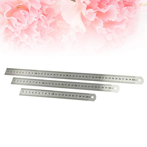 STOBOK 3Pcs Régua Maquinista Régua de Aço Inoxidável Régua de Metal Com Polegadas E Centímetros para