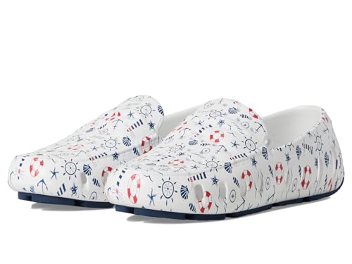 Image of Floafers, Prodigy Driver Print (Big Kid), White Nautical /Navy, 4, Medium