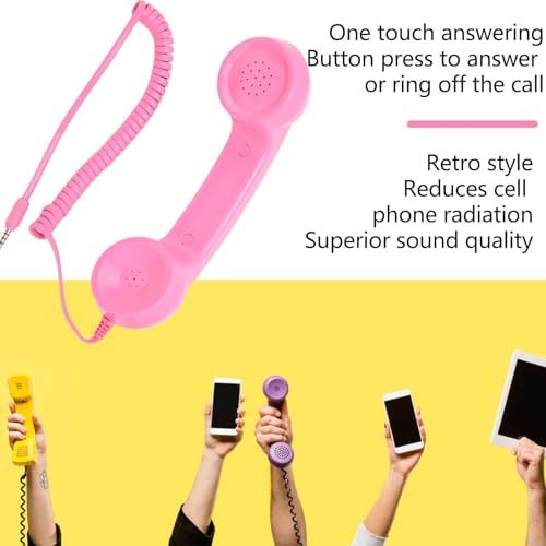 Cyrank Retro Handset, Multifunction Vintage Telephone Handset Old School Cell Phone Old Telephone Headset Handheld Cell Phone Receiver(Pink) by Cyrank - Used condition - Image 3
