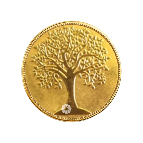 Image of PPG 24k Gold Coin (999) Purity | Kalpavriksha Tree Design Round Shape Gold Bullion | Yellow Precious 24 Karat Gold Coin (50 MG)