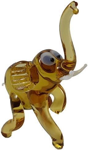 Imaginative Hand Blown Art Glass Figurine Elephant Amber Color 3" x 3.5"
