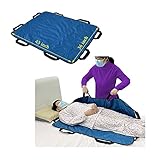 NEPPT Positioning Bed Pad Patient Transfer Sheet with Handles Draw Sheets Incontinence Stroke Bedridden Transfer Blanket Hospital Bed Pads for Lifting, Turning, Sitting Up, Washable 43' X 36' (Blue)