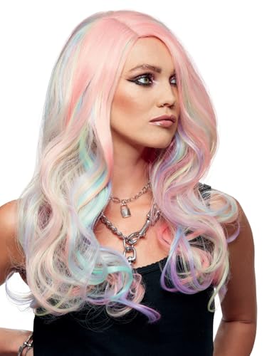 Smiffys Official Manic Panic® Unicorn Dream™ Queen Bitch™ Wig, Long Drop Curls Wig