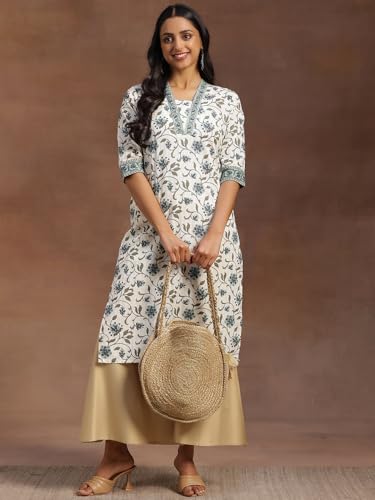 Image of Libas Printed Cotton Straight Kurta for Women