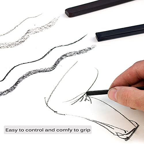 Aidier 6 Pack Artist Compressed Charcoal Sticks Sketching Charcoal Pastel Square Black Crayon Soft Medium Hard Vine Charcoal Sticks Drawing Art Set Art Supplies For Sketching, Drawing, Shading #TOP1