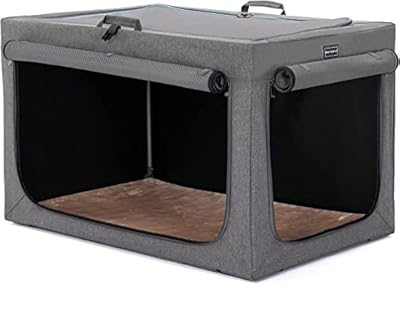Petsfit Dog Crate Large, Portable Fabric Dog Crate with Sturdy Frame and Fleece Mat,Dog Carrier for Medium and Large Dogs