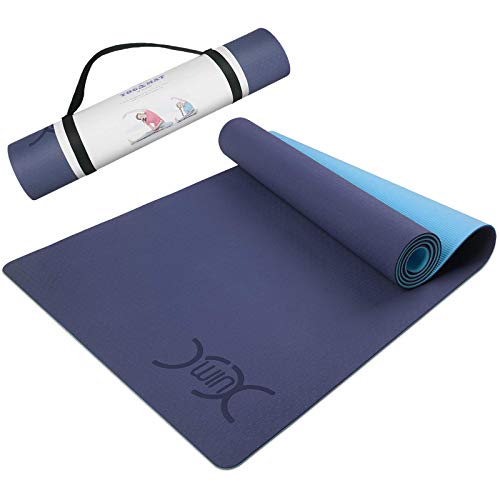Yoga Mat with Carrying Non Slip 1/4 Inch Thick Eco Friendly TPE Exercise Fitness Pilates Workouts for Men Women with Strap (72