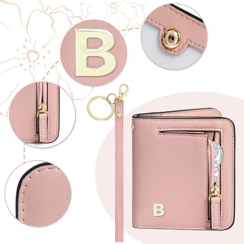 Image of COSHAYSOO Initial Teen Girl Wallets RFID Slim Wristlet Keychain Personalized Easter Basket Stuffers Birthday Gifts for 8 9 10 11 12 13 14 15 16 17 18 Year Old Teenage Girls, Pink Letter B