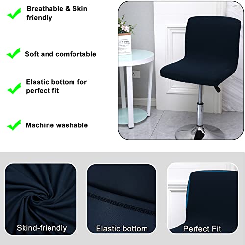 Image of WOMACO Bar Stool Cover with Back Printed Dining Room Square Swivel Barstool Chair Seat Cushion Slipcover for Counter Height Mid Low Back Chair Protector (2, Navy Blue)