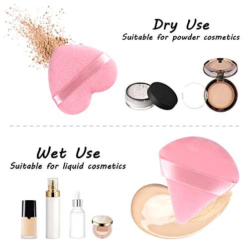 4 Pcs Pink Powder Puff For Face Powder-Face Soft Triangle Makeup Puff,Finger Puff,Mini Makeup Puff For Contouring, Under Eyes And Corners,Loose Powder Mineral, Powder Body，Cosmetic Foundation ，Wet Dry Face Exquisite Makeup Sponge Tool, Beauty Makeup Tools (Pink) #TOP5