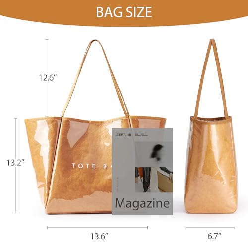 Image of KALIDI PVC Tote Women Weekender Bag Large Shopper Handbag Oversize Shoulder Travel Purse
