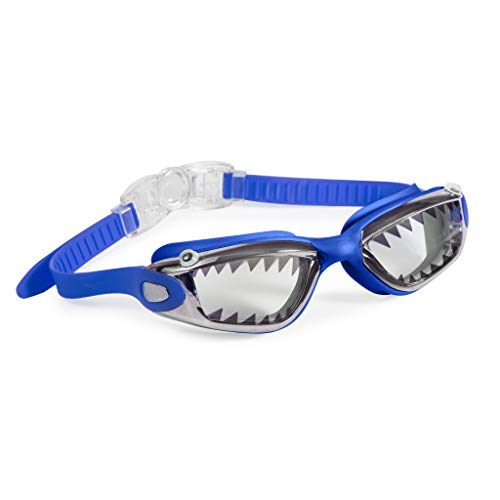 Bling 2O Kids Swimming Goggles - Blue Shark Teeth Swim Goggles for Boys - Anti Fog, No Leak, Non Slip, UV Protection with Hard Travel Case - 8+