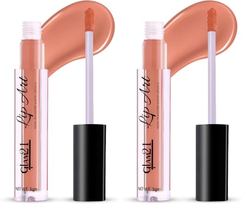 Image of Glam21 Lip Art Non-Transfer Matte Liquid Lipstick | Lightweight, Long-Lasting | Waterproof & Smudge-Proof Lip Colour | Intense Pigment | 3gm -Nude Adore-17 (Pack of 2)
