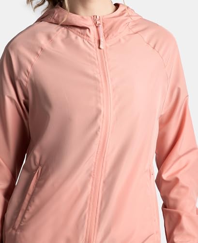 Image of Jockey MW50 Women's Microfiber Fabric Relaxed Fit Raglan Styled Water Resistant Hoodie Jacket with Stay Dry Treatment