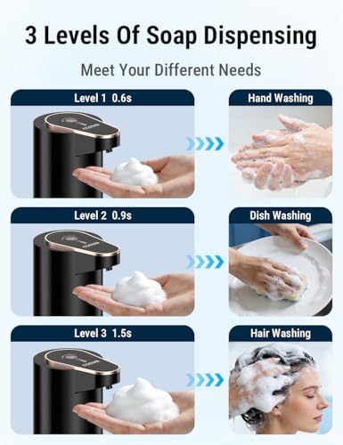 Image of Costar Automatic Soap Dispenser for Wash Basin, Rechargeable Sensor Foaming Handwash Dispenser Wall Mount, 3-Speed Adjustable, Auto Foam Dispenser for Kitchen, Bathroom - Deluxe Version