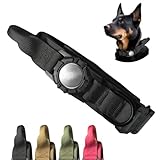 Heavy Duty Tactical Dog Collar with Handle & AirTag Case - Adjustable GPS AirTag Collar for Medium to Extra Large Dogs (X Large, Black)