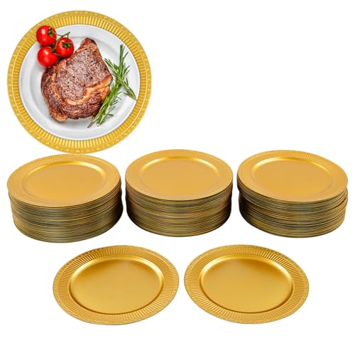100 platos cargadores redondos vintage de 13'' color dorado