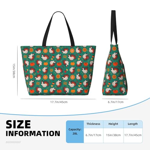 Cartoon Turkey Print Beach Pool Bags Tote For Women Ladies Large Gym Tote Carry On Bag For Weekender Travel Waterproof4