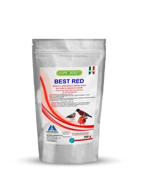 Best Red Happy Bird Integratore per Uccelli Rossi e a Fattore Rosso, 200g