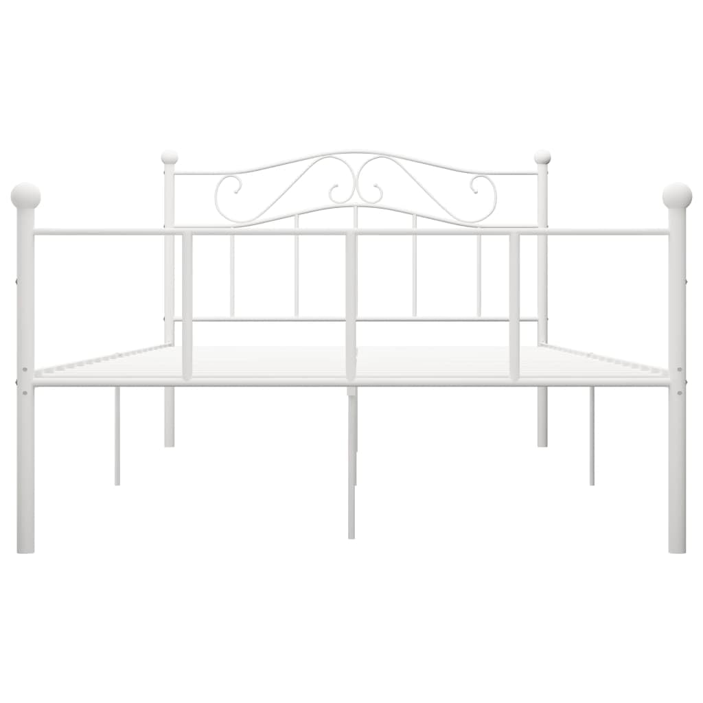 120x200 cm White Metal Bed Frame with Slats | Features a heavy-duty steel platform supporting up to 500 lbs without a box spring, ideal for bedrooms and guest rooms.
