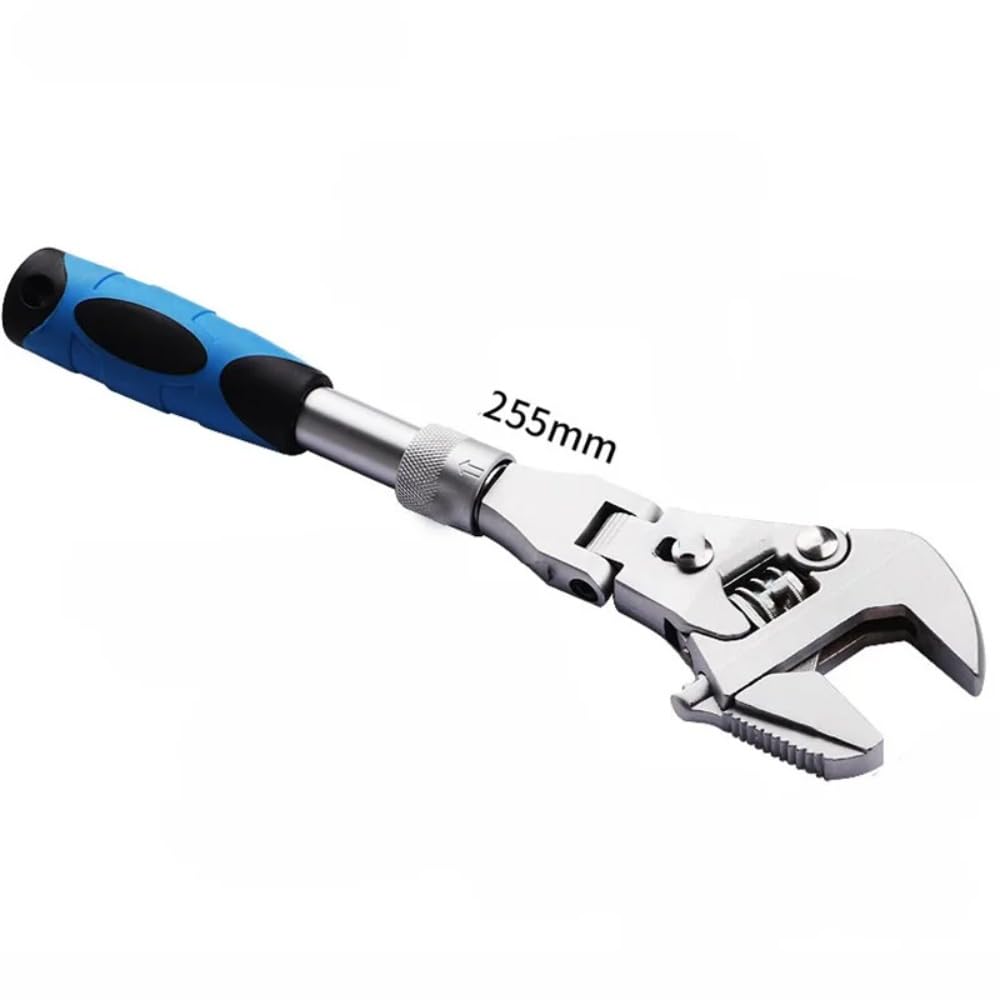 Llave de trinquete ajustable de 10 pulgadas, llave dinamométrica 5 en 1, giratoria, plegable, 180 grados, herramienta de reparación de llaves telescópicas for tubos.