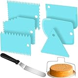 Cake Scraper Cake Smoother Cake Smoothing Tool Set, Including 6 Pieces Cake Scraper Smoothers, 9 Inch Icing Spatula and Double Wire Cake Slicer Leveler DIY Cake for Christmas Halloween Birthday Party