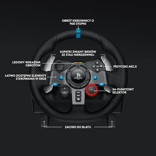Logitech G G29 SE Driving Force, kierownica i pedały wyścigowe, siłowe sprzężenie zwrotne, prawdziwa skóra + Driving Force Shifter, dźwignia zmiany biegów - do konsol PS5, PS4 i PC/Mac - Czarny