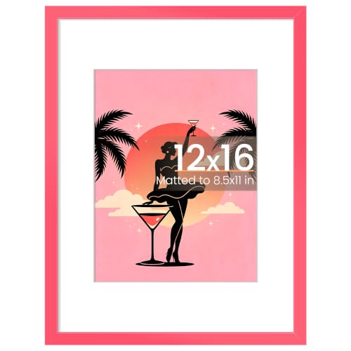 Image of upsimples 12x16 Picture Frame, Display Pictures 8.5x11 with Mat or 12 x 16 Without Mat, Wall Hanging Photo Frame, Hot Pink, 1 Pack