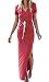 Oyanus Womens Sexy Deep V Neck Solid Color Side Split Bodycon Beach Maxi Dress