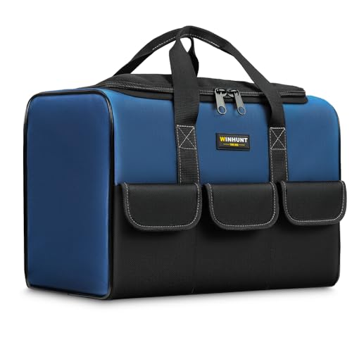 WINHUNT Werkzeugtasche groß, Multifunktions Werkzeugtaschen mit Große Kapazität, 16.9', 43x25x30cm, 1680D Polyester, Blau (Blau, 43cm)
