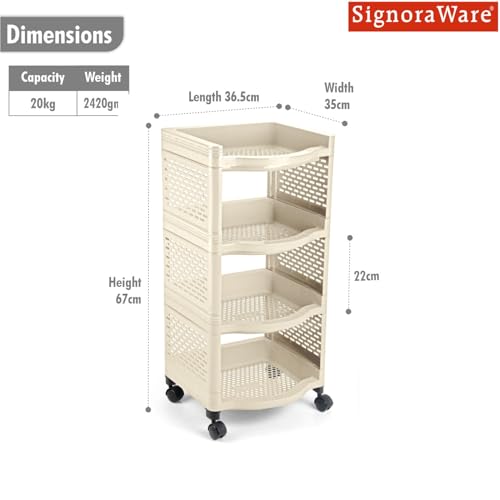 Image of SignoraWare Smart BPA Free Plastic Organiser | Modular Design | Designed to fit on countertops | Easy to Clean | Lightweight & Durable| Ideal for organizing Daily-use Spices (20kg |Set of 4 | Beige)