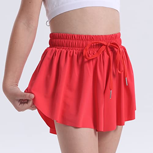Flowy Shorts Girls Preppy Shorts 2 in 1 Butterfly Running Shorts with Pockets for Dance Gym Sports Playground2