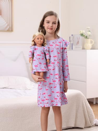 Bow Dream Toddler Girls Casual Dress Cute Flamingo Kids Clothes Animal Pattern Long Sleeve Dress2
