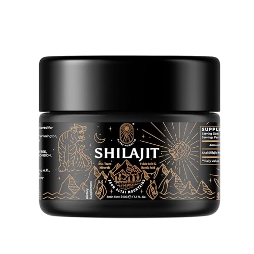 ALTAY MUMMIYO Pure Shilajit Resin with Fulvic Acid & Trace Minerals Original Siberian Shilajit with 85+ Humic Acid Support Metabolism & Immune System - 100 Serving / 50g
