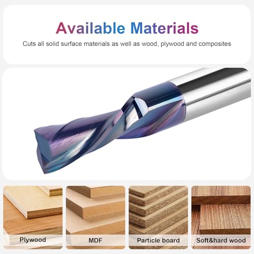 Image of SpeTool Downcut Spiral CNC Router Bit, 1 /2 Inch Shank 1 /2 Inch Cutting Diameter 1-1 /4 Cutting Length, TAC Coated Solid Carbide End Mill for Wood Carving