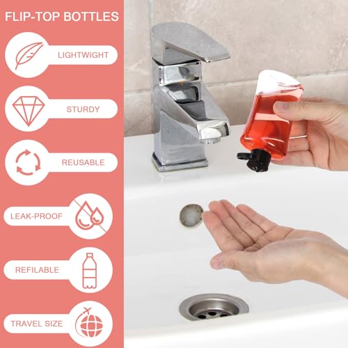 48 PCS Travel Bottles with Flip Cap, 3.4 oz Clear Travel Containers, Portable Leak Proof Squeeze Bottles, Refillable Empty Container for Liquid Shampoo Lotion4