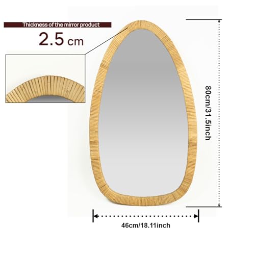 Rattan Boho Mirror for Decor, 31.5" x 18" Handmade Wall Mirror that is Farmhouse and Boho Wall Decor Style, Ideal for Hanging in the Bedroom, Living Room, Entryway, Nursery - Image 3