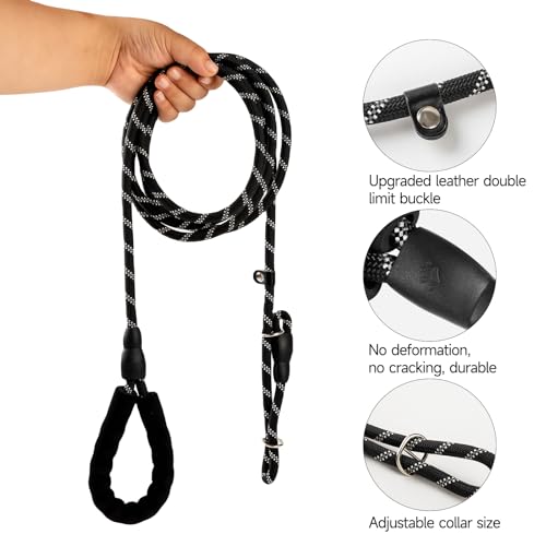 Arvoni Retrieverleine mit Zugstopp, 3 M Hundeleine mit Halsband, Leine Hund Verstellbar Witterungsbeständig mit Reflektierend, für Kleine bis Große Hunde Training, Alltag und Dummyarbeit