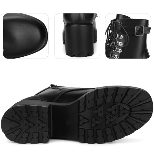 Perphy Round Toe Platform Chunky Heels Combat Boots for Women3